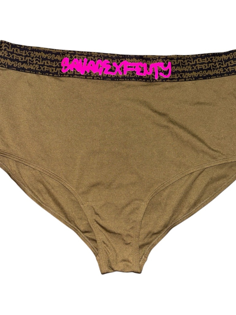 Savage X Fenty Metallic Olive Green Briefs with Branded Waistband
